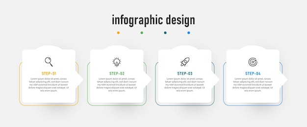 Vier tijdlijn infographics ontwerp premium vector