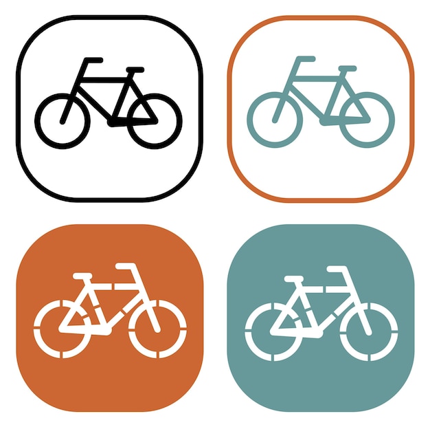 Vier verschillend gekleurde vierkanten met een fiets en een met de tekst "fiets".