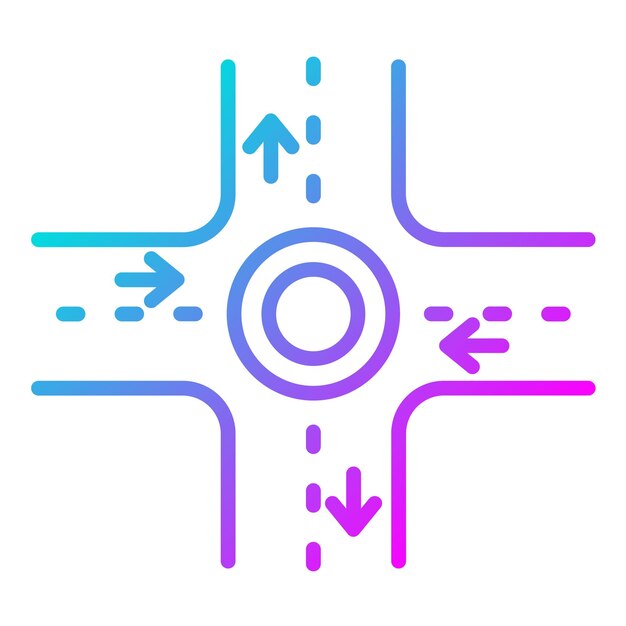 Vier-weg intersectie vector illustratie stijl