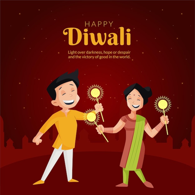 Vieren gelukkige Diwali Indiase festival banner ontwerpsjabloon