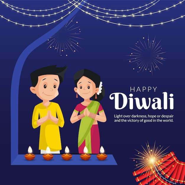 Vieren gelukkige Diwali Indiase festival banner ontwerpsjabloon