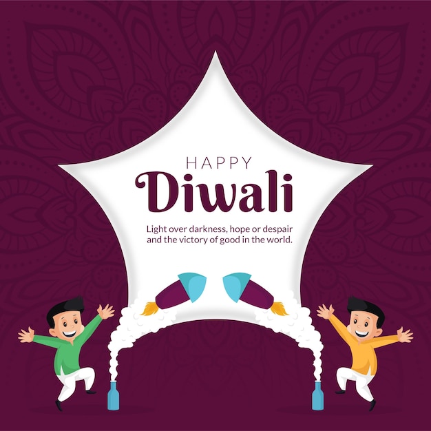 Vieren gelukkige Diwali Indiase festival banner ontwerpsjabloon