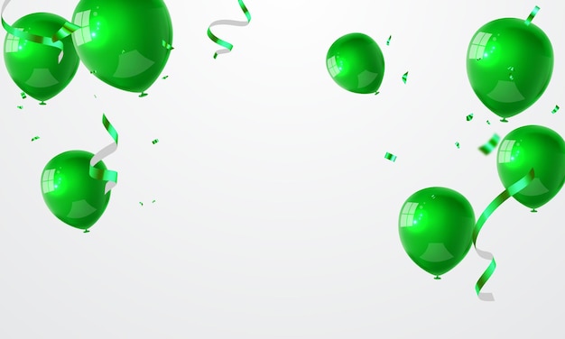 Viering partij banner met groene ballonnen achtergrond