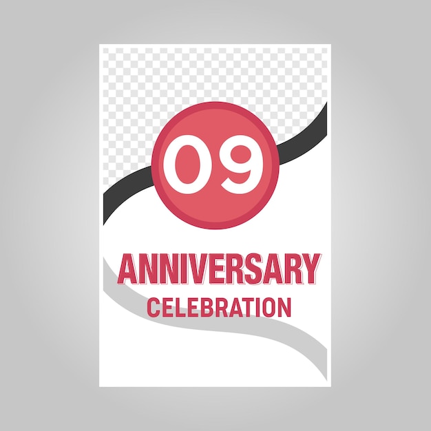 Viering van 09e jaar verjaardag vector uitnodiging kaartsjabloon.