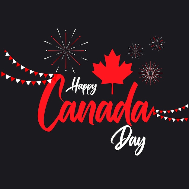 viering van Happy 1st July Canada Day achtergrond met Maple leaf vuurwerk en gorzen