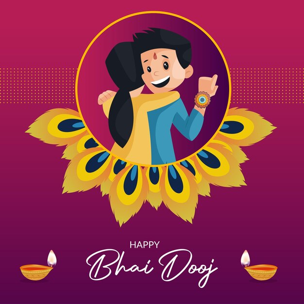 Viering van Happy Bhai Dooj Indiase festival banner ontwerpsjabloon