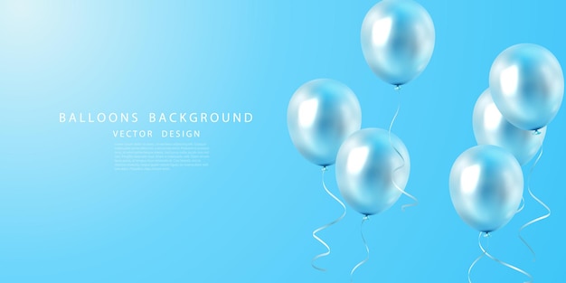 Vieringsachtergrond met prachtig gearrangeerd blauw ballonnen Vector 3D illustratieontwerp