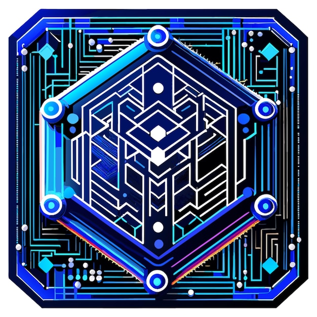 vierkant blauw circuitbord cyber circuit digitaal circuit circuit qr bar vector illustratie