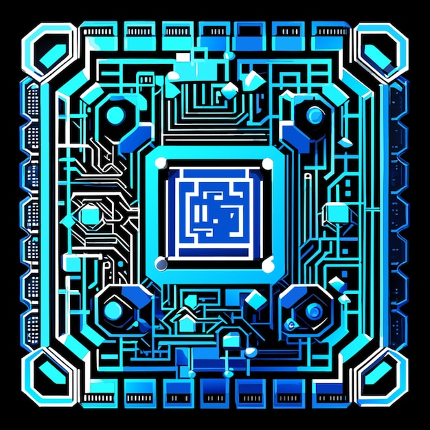 Vector vierkant blauw circuitbord cyber circuit digitaal circuit circuit qr bar vector illustratie
