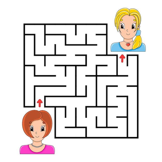 Vierkant doolhof. Spel voor kinderen. Puzzel voor kinderen. Labyrint raadsel.