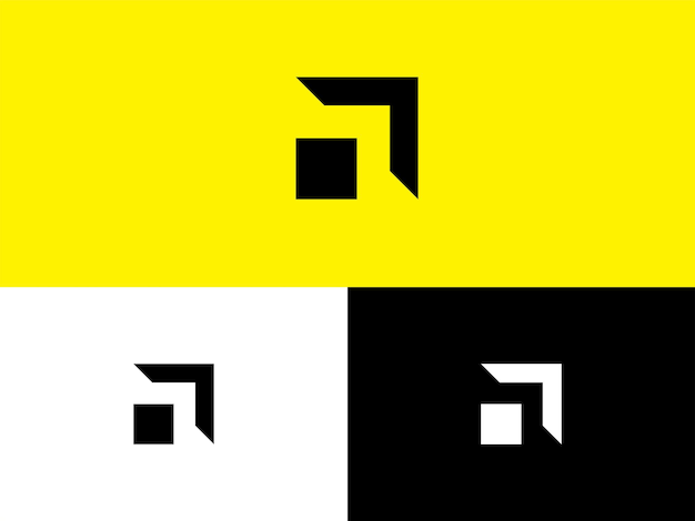Vierkant en pijl logo-ontwerp met eenvoudige en minimalistische stijl
