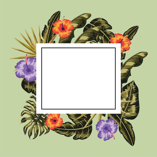 Vector vierkant frame met bloemen planten decoratie