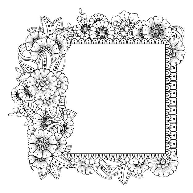 Vierkant frame met bloemen