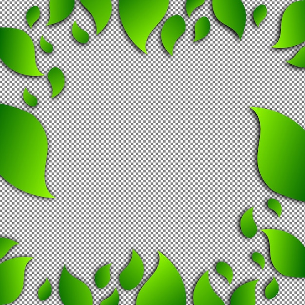 Vierkant grenskader van abstracte vector groene bladeren op transparante background