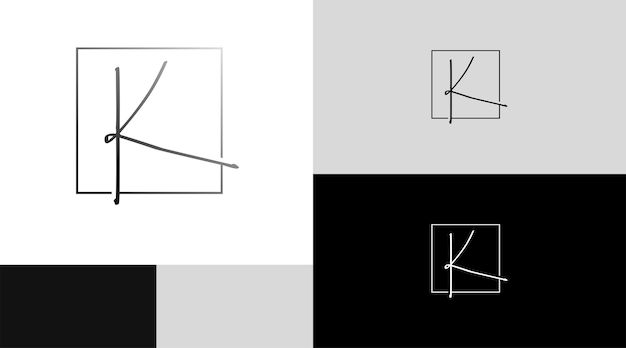 Vierkant K Monogram Logo ontwerpconcept