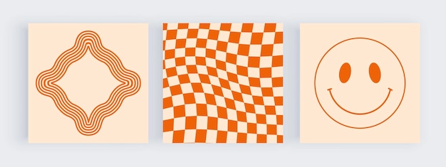 Vierkant oranje groovy retro design voor social media