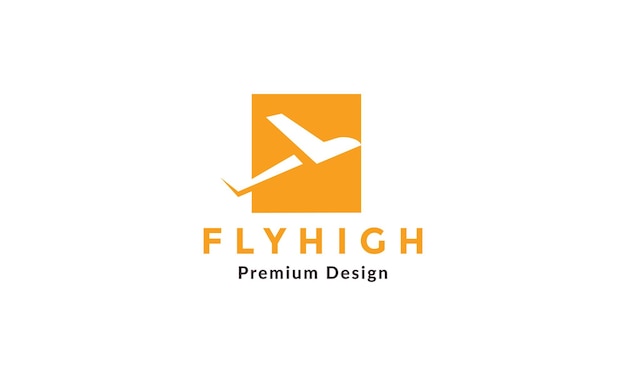 Vierkant plat met vliegtuig logo vector symbool pictogram illustratie ontwerp