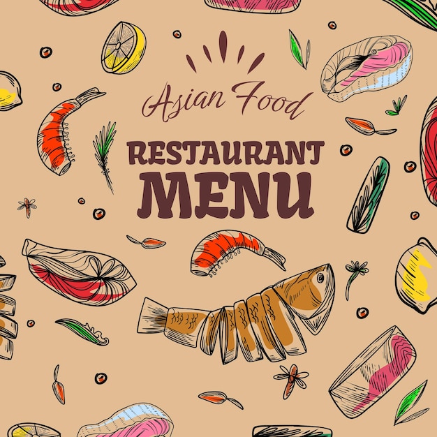 Vierkant postsjabloonontwerp voor het menumenu van het Amerikaanse restaurant