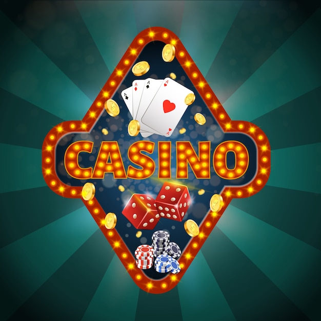 Vector vierkante banner met casinotypografie, vier azen