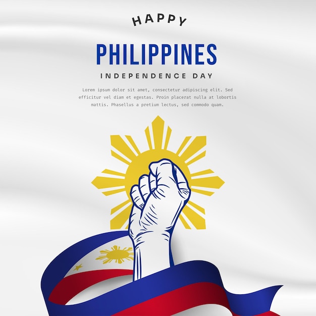 Vierkante bannerillustratie van de viering van de onafhankelijkheidsdag van de Filipijnen met tekstruimte Vectorillustratie