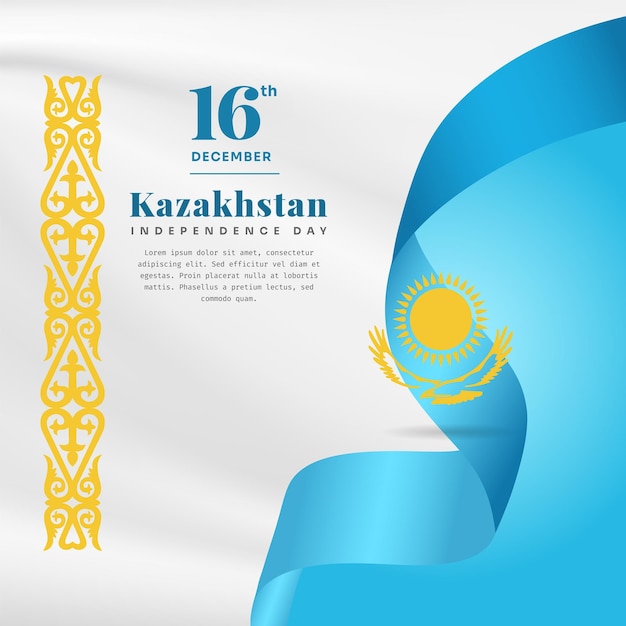 Vierkante bannerillustratie van de viering van de onafhankelijkheidsdag van Kazachstan met tekstruimte Vectorillustratie