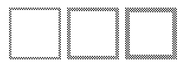 Vector vierkante checker frames racing schaak grenzen ontwerp voor tekst voor start finish of winnaar
