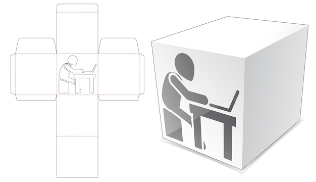 Vierkante doos met gestanste sjabloon voor werkmanvenster