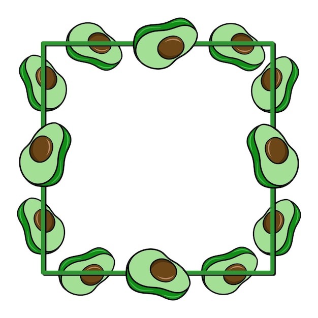 Vierkante frame groene helften van avocado fruit kopiëren ruimte vector cartoon