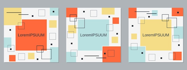 Vierkante geometrische stijl flyer vector sjablonen collectie