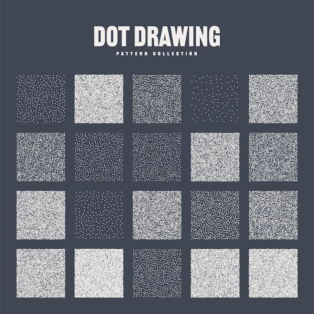 Vierkante gestreepte objecten stippelelementen stippel dotwork tekenen schaduwen met behulp van punten pixel