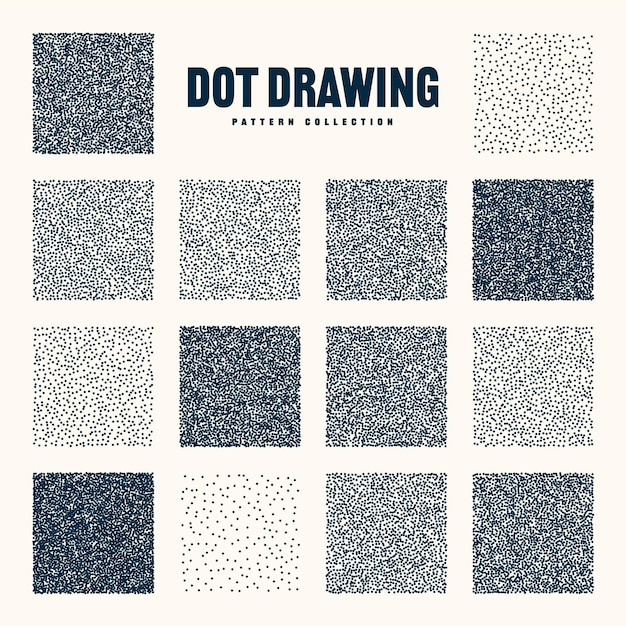 Vierkante gestreepte objecten vintage stipple elementen stippling dotwork tekening schaduw met behulp van stippen