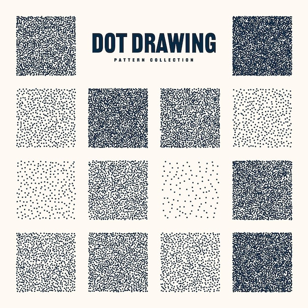 Vierkante gestreepte objecten vintage stipple elementen stippling dotwork tekening schaduwen met behulp van punten