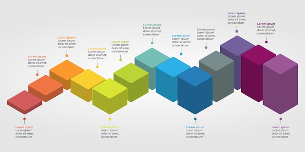 vierkante grafieksjabloon voor infographic voor presentatie voor 13 elementen