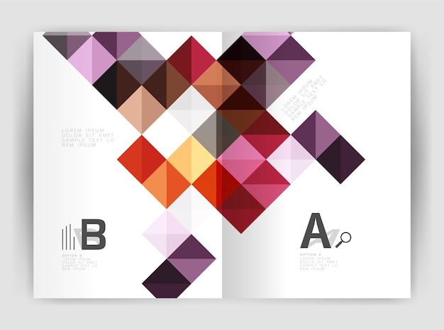 Vierkante jaarverslag brochure a4 afdrukmodel met voorbeeldoptie tekst infographics