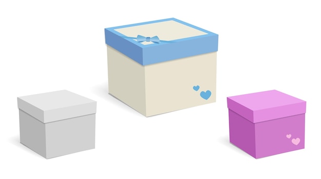 Vierkante lege dozen voor geschenken geïsoleerd op een witte achtergrond