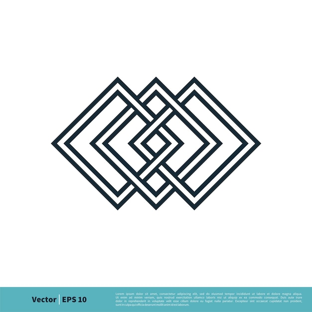 Vierkante lijn geometrisch pictogram Vector Logo sjabloon illustratie ontwerp Vector EPS 10