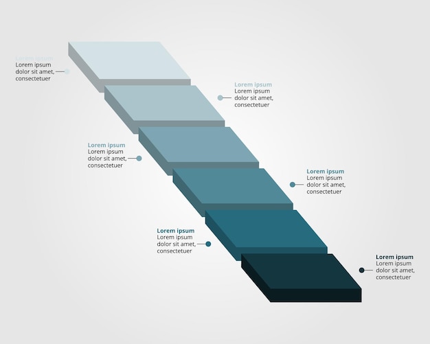 vierkante sjabloon voor infographic voor presentatie voor 6 elementen