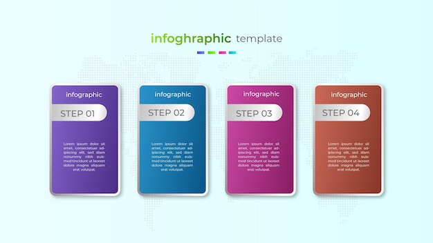 Vector vierstaps verloop tijdlijn infographic ontwerp