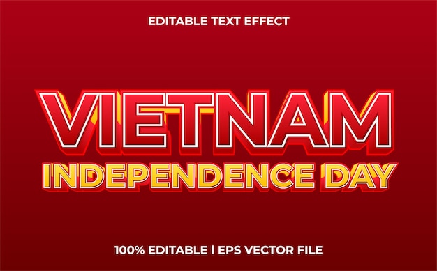 Vietnam 3D-teksteffect met trendy thema. rode typografiesjabloon voor de onafhankelijkheidsdag van Vietnam