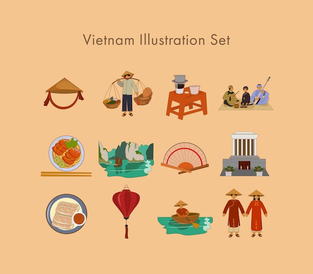 Vector vietnam element set