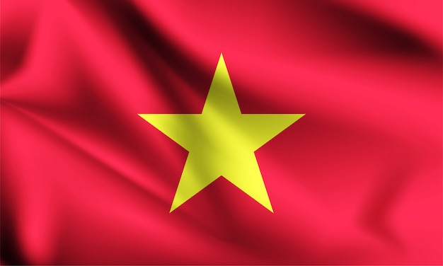 Vietnam flag blowing in the wind.