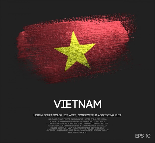 반짝이 스파클 브러쉬 페인트로 만든 베트남 깃발