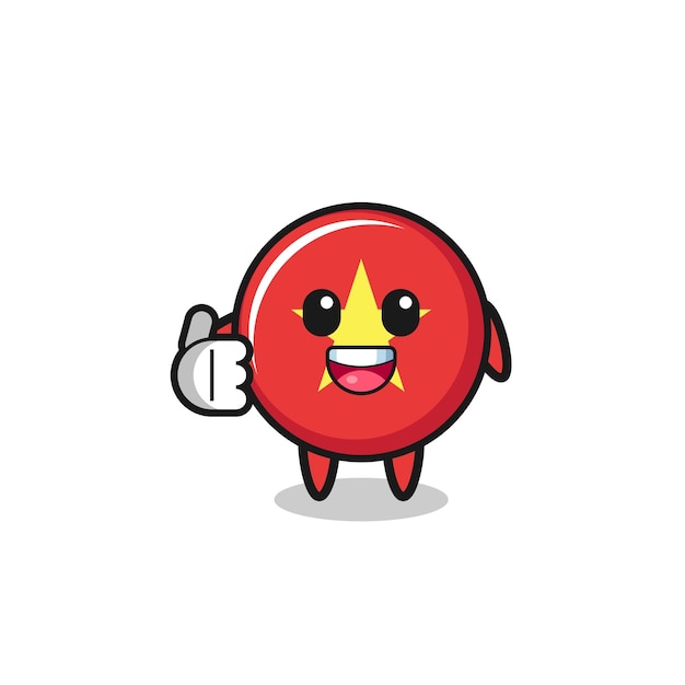 Vietnam flag mascot doing thumbs up gesture