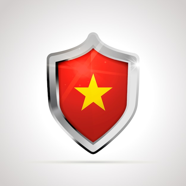 Vietnam flag projected as a glossy shield