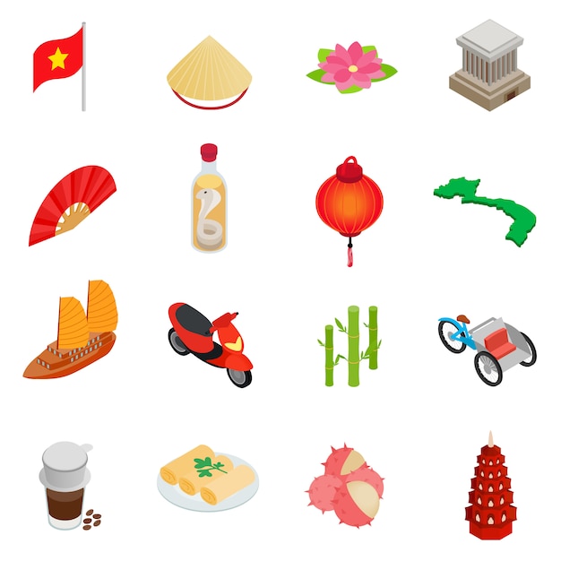 Vietnam icons set 