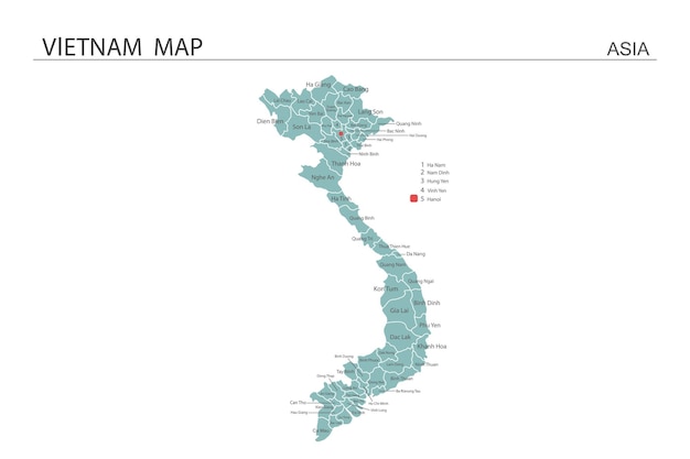 Vietnam kaart vector illustratie Kaart hebben alle provincies en markeren de hoofdstad van Vietnam