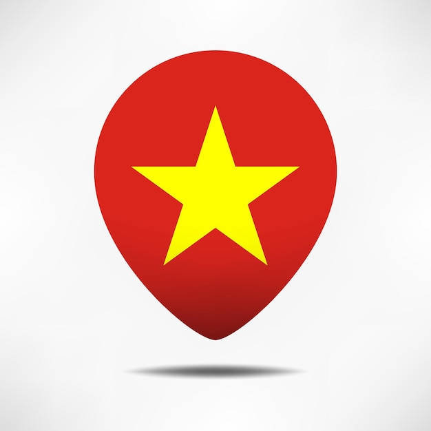 그림자 핀 플래그와 함께 베트남 지도 포인터 플래그