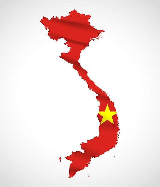 vietnam map silhouette with national flag design