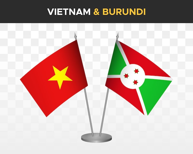 Vietnam vs Burundi Bureau vlaggen mockup geïsoleerde 3d vector illustratie Vietnamese tafel vlaggen