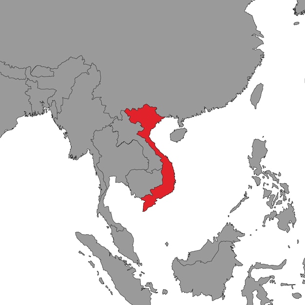 Vietnam on world map Vector illustration